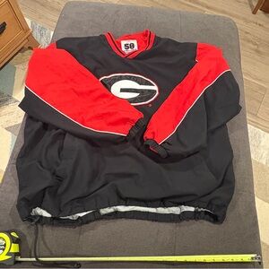 VTG 90s Georgia Bulldogs UGA Vneck  Pullover 58 Sports Black Red Size XXL